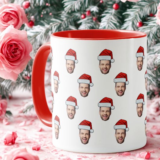 Custom Face Foto Weihnachtsmannmütze Weihnachtsges Tasse