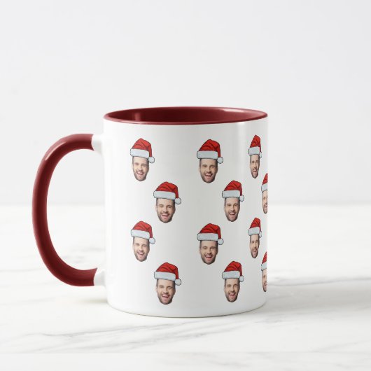 Custom Face Foto Weihnachtsmannmütze Weihnachtsges Tasse (Links)
