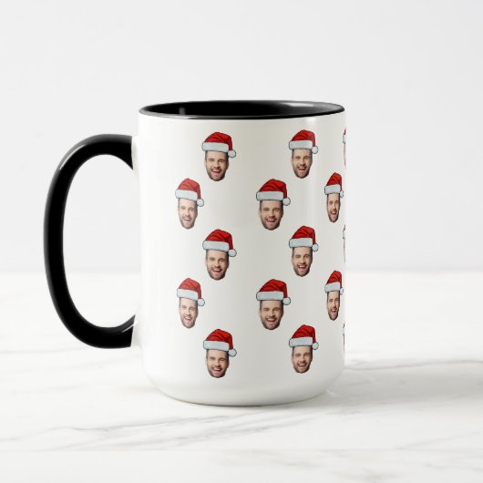 Custom Face Foto Weihnachtsmannmütze Weihnachtsges Tasse (Links)