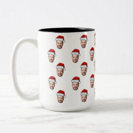 Custom Face Foto Weihnachtsmannmütze Weihnachtsges Zweifarbige Tasse