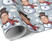 Custom Face Foto Weihnachtsschneemänner Wrapping P Geschenkpapier (Rolleneckpunkt)