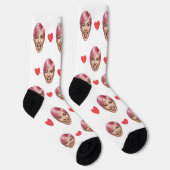Custom Face Foto with Red Hearts - Funny Gift Socken (Rechts)