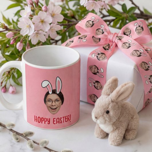 Custom Face Funny Easter Bunny Ears Photo Kaffeetasse