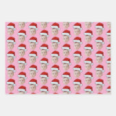 Custom Face Head Photo Santa Hat Christmas Pink Geschenkpapier Set (Vorderseite)