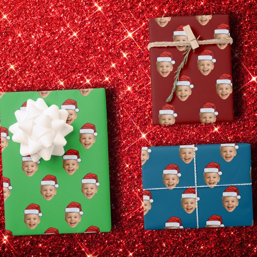 Custom Face Head Santa Claus Hat Weihnachtsgeschen Geschenkpapier Set