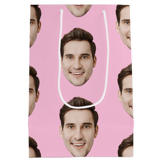 Custom Face Personalisiert Birthday Hochzeit Party Mittlere Geschenktüte (Rückseite)