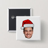 Custom Face Photo Santa Claus Hat Christmas Button (Vorne & Hinten)