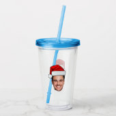 Custom Face Photo Santa Hat Christmas Acryltrinkbecher (Rückseite)