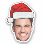 Custom Face Photo Santa Hat Christmas Aufkleber (Vorderseite)