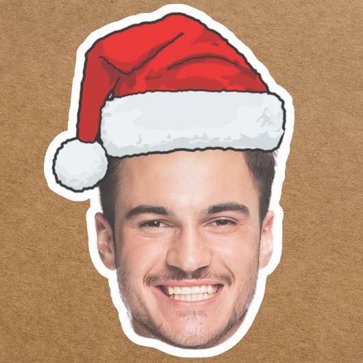 Custom Face Photo Santa Hat Christmas Aufkleber