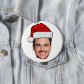 Custom Face Photo Santa Hat Christmas Button (Beispiel)