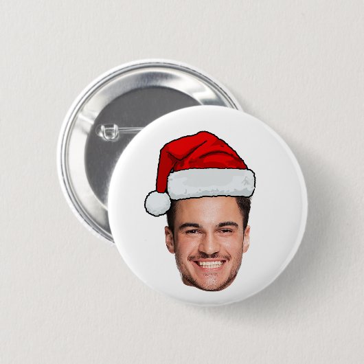 Custom Face Photo Santa Hat Christmas Button (Vorne & Hinten)