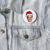 Custom Face Photo Santa Hat Christmas Button (Beispiel)