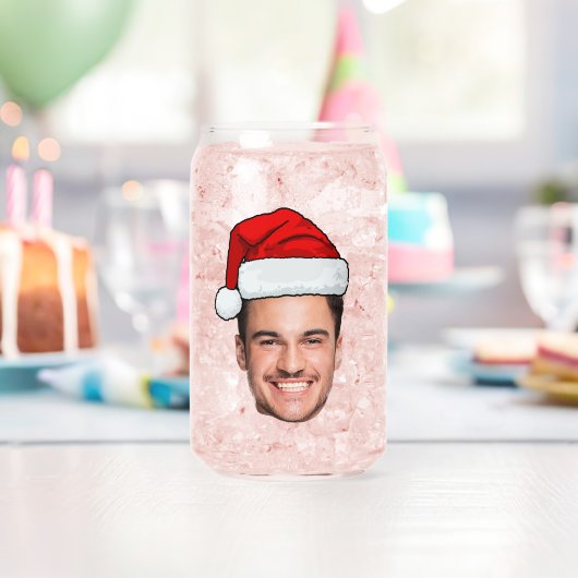Custom Face Photo Santa Hat Christmas Dosenglas (Insitu (Geburtstag))