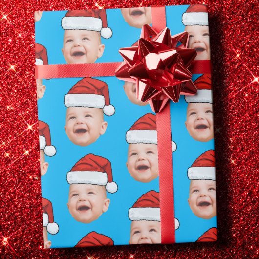 Custom Face Photo Santa Hat Christmas Geschenkpapier