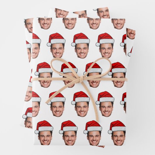 Custom Face Photo Santa Hat Christmas Geschenkpapier Set (Beispiel)