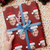 Custom Face Photo Santa Hat Christmas Gift Geschenkpapier