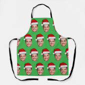 Custom Face Photo Santa Hat Christmas Green Schürze (Vorderseite)
