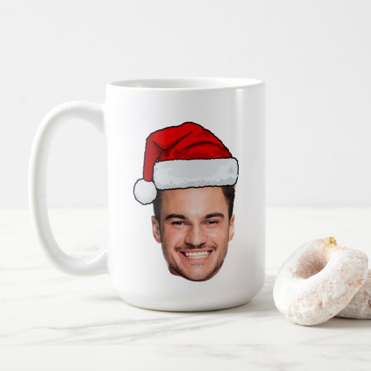 Custom Face Photo Santa Hat Christmas Kaffeetasse (Mit Donut)