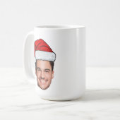 Custom Face Photo Santa Hat Christmas Kaffeetasse (Vorderseite Links)