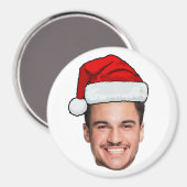 Custom Face Photo Santa Hat Christmas Magnet (Vorderseite/Rückseite)