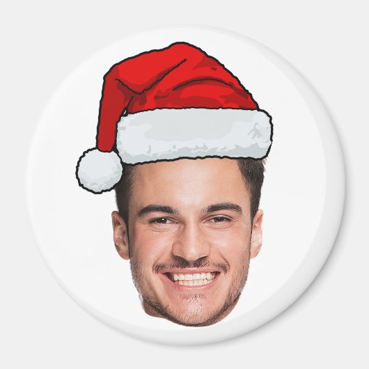Custom Face Photo Santa Hat Christmas Magnet (Vorne)