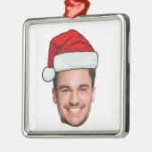 Custom Face Photo Santa Hat Christmas Ornament Aus Metall (Links)