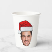 Custom Face Photo Santa Hat Christmas Pappbecher (Rückseite)