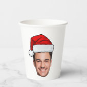 Custom Face Photo Santa Hat Christmas Pappbecher (Vorderseite)