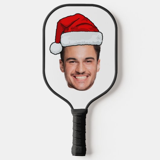 Custom Face Photo Santa Hat Christmas Pickleball Schläger (Rückseite)