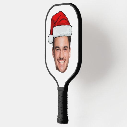 Custom Face Photo Santa Hat Christmas Pickleball Schläger (Links)