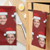 Custom Face Photo Santa Hat Christmas Red Geschirrtuch