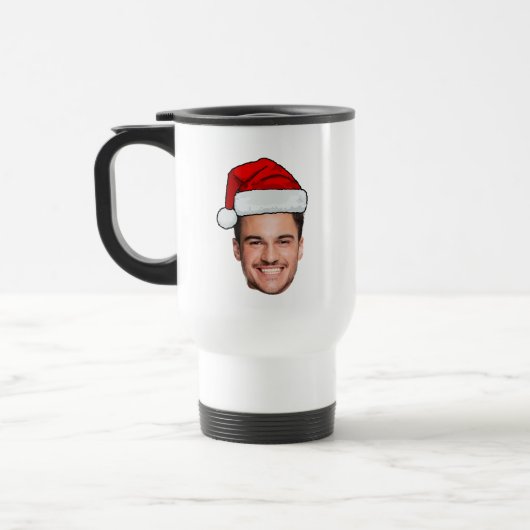 Custom Face Photo Santa Hat Christmas Reisebecher (Links)