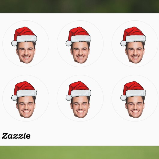 Custom Face Photo Santa Hat Christmas Runder Aufkleber