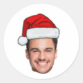 Custom Face Photo Santa Hat Christmas Runder Aufkleber (Vorderseite)