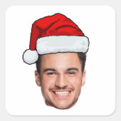 Custom Face Photo Santa Hat Christmas Sheet of 20 Quadratischer Aufkleber (Vorderseite)