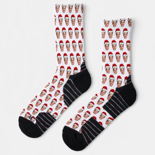 Custom Face Photo Santa Hat Christmas Socken (Links)
