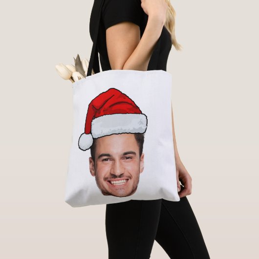 Custom Face Photo Santa Hat Christmas Tasche (Von Nahem)