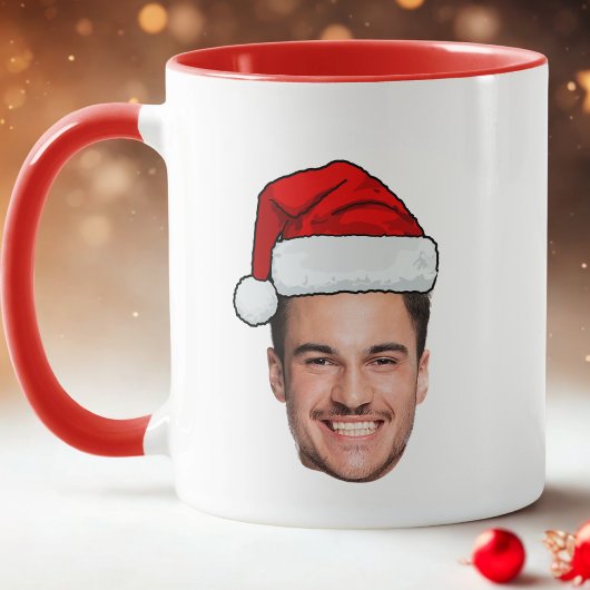 Custom Face Photo Santa Hat Christmas Tasse
