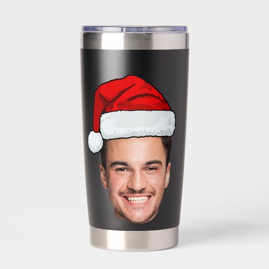 Custom Face Photo Santa Hat Christmas Thermobecher (Rückseite)
