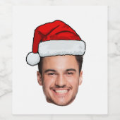 Custom Face Photo Santa Hat Christmas Weinetikett (Einzelnes Label)