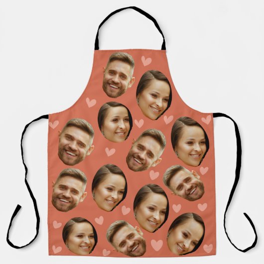 Custom Face Picture Heart Funny Couple Muster Schürze (Vorderseite)