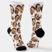 Custom Face Picture Heart Funny Couple Muster Socken (Gewinkelt)