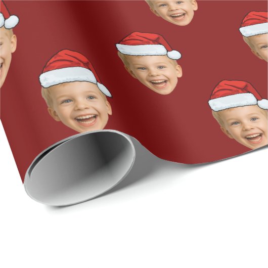 Custom Face Santa Claus Hat Weihnachtsgeschenk Geschenkpapier (Rolleneckpunkt)