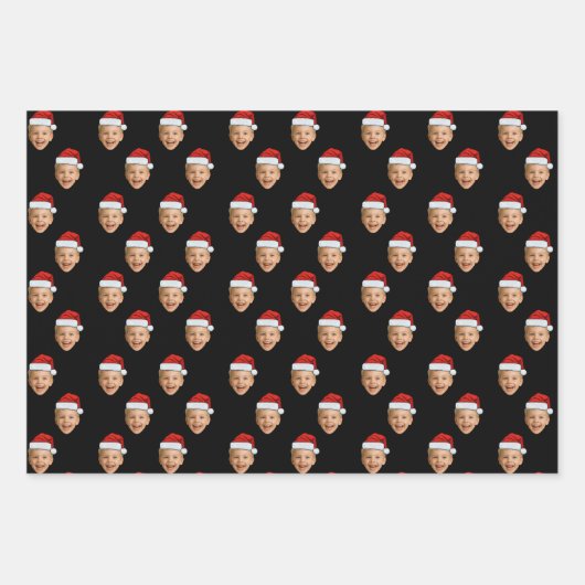 Custom Face Santa Claus Hat Weihnachtsgeschenk Geschenkpapier Set (Vorderseite)