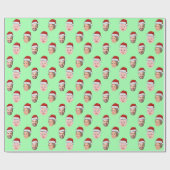 Custom Face Santa Hat Christmas Gift 3 Photos Geschenkpapier (Flach)