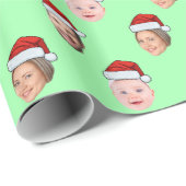 Custom Face Santa Hat Christmas Gift 3 Photos Geschenkpapier (Rolleneckpunkt)