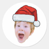 Custom Face Santa Hat Stickers, Photo Christmas Runder Aufkleber (Vorderseite)