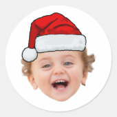 Custom Face Santa Stickers, Face Photo Santa Hat Runder Aufkleber (Vorderseite)