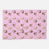 Custom Face, Unique Family Gift 3 Photos Face Pink Geschirrtuch (Horizontal)